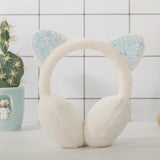 Fashion Cat Ear Plush Earmuffs Shiny Sequin Soft Earflaps Headband for Kids Boys Girls Unisex Vintage Ear-cap Winter Outdoor daiiibabyyy