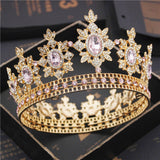 Daiiibabyyy Flower Bridal Tiaras and Crowns Crystal Royal Queen King Crown Wedding Hair Jewelry Circle Diadem Bride Head Accessories