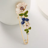 Elegant 3 Colors Rhinestone Flower Enamel Brooch Pins For Women Cardigan Scarf Dress Clothes Lapel Pin Jewelry Accessories daiiibabyyy