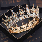 Daiiibabyyy Fashion Bridal Tiaras and Crowns Crystal Royal Queen King Crown Wedding Hair Jewelry Circle Diadem Bride Head Accessories