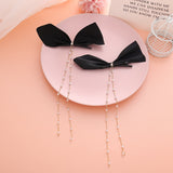 New Elegant Bow Pearls Chain Barrettes Hairpins For Women Rhinestone Spring Hair Clips Ribbon Headband Ponytail Hair Accessories daiiibabyyy