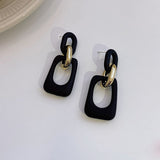 2022 Fashion Geometric Black Matte Heart Drop Earrings For Women Trendy Sqaure Brincos Pendientes Party Jewelry daiiibabyyy