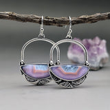 Bohemian Style Silver Color Natural Purple Stone Drop Dangle Earrings for Women Bride Wedding Engagement Jewelry daiiibabyyy