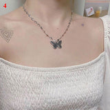 Gothic Butterfly Pendant Necklace for Women Choker Aesthetic Grunge Chain accessories IGIRL Indie Collar Jewelry Friends Gift daiiibabyyy