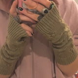 New Warmer Winter Women Gloves Stylish Hand Gloves Girl Arm Crochet Knitting Hollow Heart Mitten Warm Fingerless Gloves daiiibabyyy