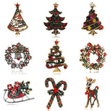 Rinhoo Vintage Gold Silver Color Wreath Bells Deer Christmas Tree Brooches For Women Kids Family Gift Clothes Decoration Jewelry