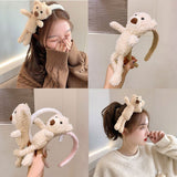 1Pcs Girls Teddy Fur Plush Hoop Headband Fine Korean Cute Bear Headbands Women Headwear Sweet INS Popular Hair Accessories daiiibabyyy