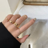 Fashion Jewelry Rings Set Hot Selling Metal Alloy Hollow Round Opening Women Finger Ring For Girl Lady Party Wedding Gifts New