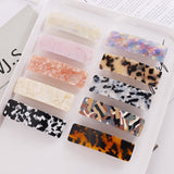 Fashion Geometric Rectangle Hair Clips Leopard Print Floral Barrettes Women Hairpins Bangs Clips Acetate Resin Hair Accessories daiiibabyyy