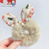 Fashion Fluffy Faux Fur Furry Scrunchie Elastic Solid Hair Ring Rabbit Ear Hair Ring Christmas Hair Ring Simplicity Headwear daiiibabyyy