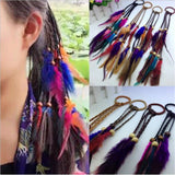 New Ethnic Style 4 Small Braid Feather Headdress Small Braid Hair Ring Tie Hair Band Leather Rope Hair Accessories daiiibabyyy