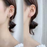 Simple Star Rhinestone Long Chain Earrings for Women Shine Astral Asymmetry Geometric Tassel Piercing New Earring Party Jewelry daiiibabyyy