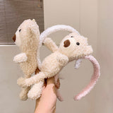 1Pcs Girls Teddy Fur Plush Hoop Headband Fine Korean Cute Bear Headbands Women Headwear Sweet INS Popular Hair Accessories daiiibabyyy