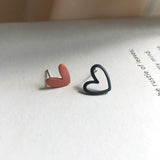 Elegant French Retro Matte Heart Small Earrings for Women Fashion Paint Ear Nails Metal Statement Earrings 2021 Trend Jewelry daiiibabyyy