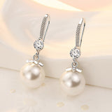 Exquisite Fashion Silver Color Water Imitation Pearls Drop Earrings for Women Shiny Red Green Round Imitation Pearls Earrings daiiibabyyy