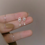 Exquisite Trend Gold Color Crystal White Zircon Dangle Earrings for Women Classic Simplicity Small Earrings Wedding Jewelry daiiibabyyy