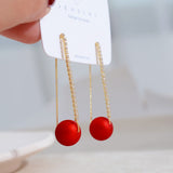 New Fashion Tassel Flower Long Dangle Drop Earrings Retro Red Big Petal Statement Earring for Women Bridal Wedding Party Jewelry daiiibabyyy