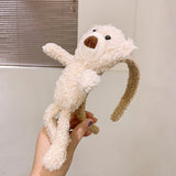 1Pcs Girls Teddy Fur Plush Hoop Headband Fine Korean Cute Bear Headbands Women Headwear Sweet INS Popular Hair Accessories daiiibabyyy