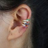 Daiiibabyyy no piercing ear cuff colorful cubic zirconia simple clip earring cuffs