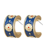 17KM Vintage Blue Daisy Stud Earring For Women Small Geometric Drip Oil Earrings Gift Fashion Tiny DIY Jewelry daiiibabyyy