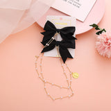 New Elegant Bow Pearls Chain Barrettes Hairpins For Women Rhinestone Spring Hair Clips Ribbon Headband Ponytail Hair Accessories daiiibabyyy