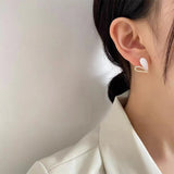 Elegant Design White Drop Glaze Hollowed Out Peach Heart Earrings Korean Fashion Jewelry Girls Sweet Accessories For Woman 2022 daiiibabyyy