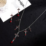 New Fashion Spider Halloween PendantsBat Vampire Chain Short Long Mens Womens Silver Color Necklace Earrings Set Jewelry Gift daiiibabyyy