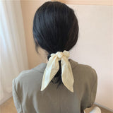 Summer Women Ponytail Hair Ties Scarf Elastic Hair Rope for Women Hair Bow Scrunchies Hair Bands Solid Ribbon Hair Accessories daiiibabyyy