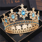 Daiiibabyyy Flower Bridal Tiaras and Crowns Crystal Royal Queen King Crown Wedding Hair Jewelry Circle Diadem Bride Head Accessories