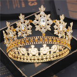 Daiiibabyyy Flower Bridal Tiaras and Crowns Crystal Royal Queen King Crown Wedding Hair Jewelry Circle Diadem Bride Head Accessories