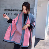 Scarf Luxury Women Checkerboard Double-sided High-grade Imitation Cashmere Shawl Thickened High-density Scarf  Acrylic daiiibabyyy