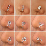 1Pc Copper Heart Clip on Nose Ring Surround Fake Nose Piercing Clip on Cross Nose Clip Fake Nose Ring Jewelry Faux Piercing Nez daiiibabyyy