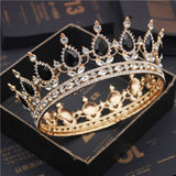 Daiiibabyyy Fashion Bridal Tiaras and Crowns Crystal Royal Queen King Crown Wedding Hair Jewelry Circle Diadem Bride Head Accessories