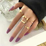 3-15Pcs/set Punk Finger Rings Minimalist Smooth Gold Silver Geometric Metal Rings for Women Girls Party Jewelry Bijoux Femme daiiibabyyy