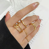 Original Design Golden Round Hollow Geometric Ring Set Ladies Fashion Open Ring Joint Ring Female Jewelry daiiibabyyy