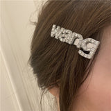 FFLACELLKorean Fashion Light Luxury BlingBling Letter BB Clip Bangs Broken Hair Edge Clip Hairpin Female Elegant Jewelry Hairpin daiiibabyyy