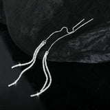 Sparkling Tassel Earrings Temperament Women Long Silver Earrings  for Wedding Party Birthday Gift Fashion Jewelry daiiibabyyy