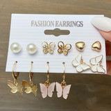 Punk Leopard Acrylic Resin Hoop Earrings Set for Women Trendy Gold Butterfly Pearl Circle Earrings Gifts Jewelry daiiibabyyy