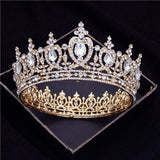 Daiiibabyyy Pageant Crystal Metal Circle Tiaras Royal Queen King Crown Bridal Diadem Prom Headdress Wedding Hair Jewelry Head Ornaments