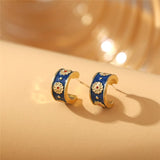 17KM Vintage Blue Daisy Stud Earring For Women Small Geometric Drip Oil Earrings Gift Fashion Tiny DIY Jewelry daiiibabyyy