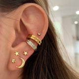 Daiiibabyyy Simple Fashion Gold Plated Crystal Geometric Stars Moon Geometry Earrings For Women  Vintage Drop Earrings Jewelry