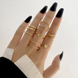 Hiphop Gold Silver Chain Rings Set For Women Girls Punk Geometric Simple Finger Rings 2022 Trend Jewelry Party Snake Ring daiiibabyyy