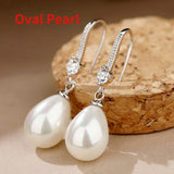 Exquisite Fashion Silver Color Water Imitation Pearls Drop Earrings for Women Shiny Red Green Round Imitation Pearls Earrings daiiibabyyy