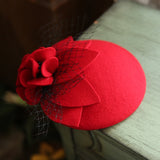 Vintage Pure Wool Fedora Cap Women Mesh Flower Hat Headwear Elegant Ladies Autumn Pillbox Hat daiiibabyyy