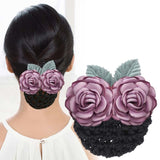 Daiiibabyyy Flower Hair Bun Elegant Headmade Hairpins Floral Bun Cover Star Hair Clip Removable Snood Girls Hair Accessories for Women