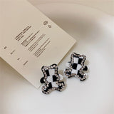 New Fashion Korean Vintage Geometric Zircon Bow Bear Earrings For Women Girls Personality Simple Trend All-match Party Jewelry daiiibabyyy