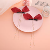 New Elegant Bow Pearls Chain Barrettes Hairpins For Women Rhinestone Spring Hair Clips Ribbon Headband Ponytail Hair Accessories daiiibabyyy