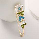 Elegant 3 Colors Rhinestone Flower Enamel Brooch Pins For Women Cardigan Scarf Dress Clothes Lapel Pin Jewelry Accessories daiiibabyyy