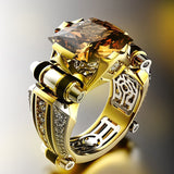 Classic Domineering Men's Ring Metal Gold Color Inlay Yellow Zircon Crystal Punk Rings for Men Wedding Party Hip Hop Jewelry daiiibabyyy