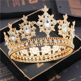 Daiiibabyyy Flower Bridal Tiaras and Crowns Crystal Royal Queen King Crown Wedding Hair Jewelry Circle Diadem Bride Head Accessories